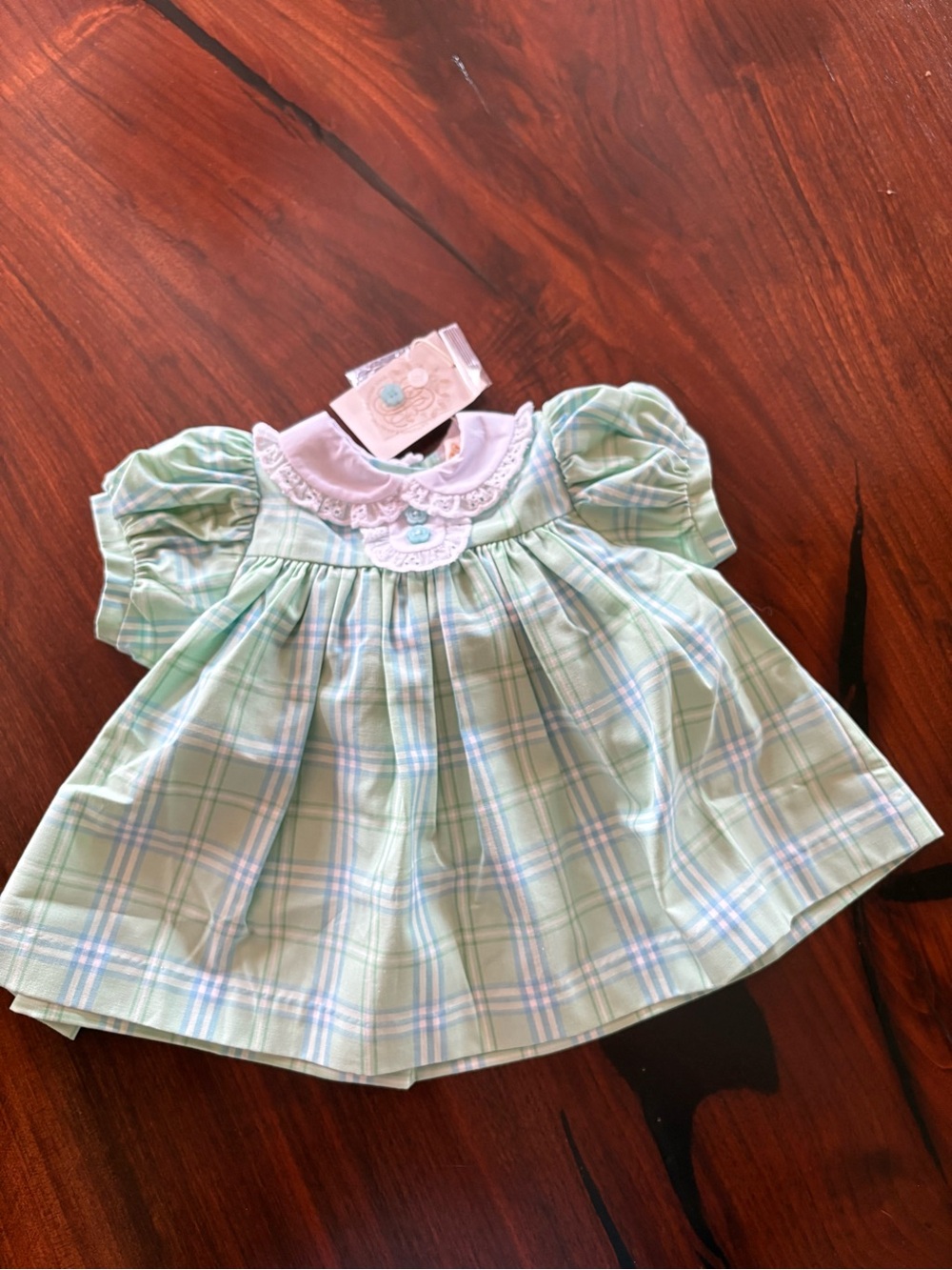 The Beaufort Bonnet Company Pastel Green & Blue Plaid Smocked Dress